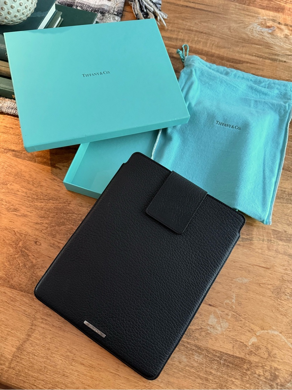 NIB TIFFANY & CO. Leather iPad Mini/Tablet Case, Black
